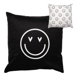 Clayre & Eef Cushion Cover 45x45 cm Black White Polyester Smile