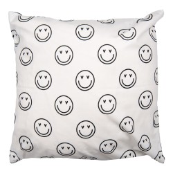 Clayre & Eef Cushion Cover 45x45 cm Black White Polyester Smile