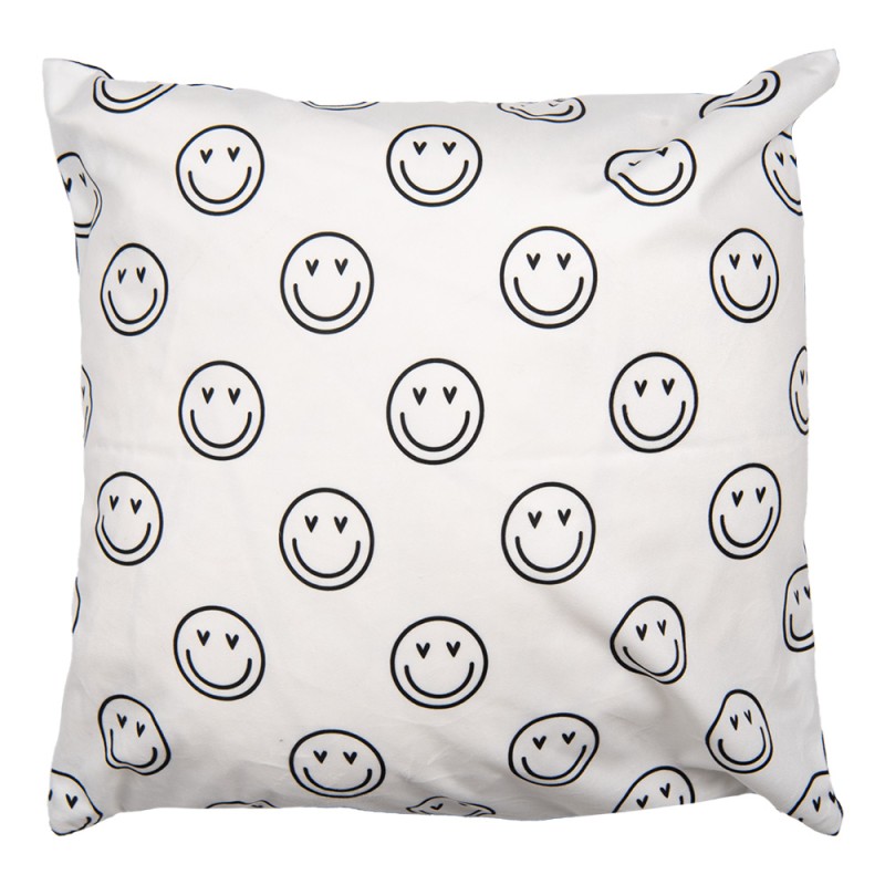 Clayre & Eef Kussenhoes 45x45 cm Zwart Wit Polyester Smile