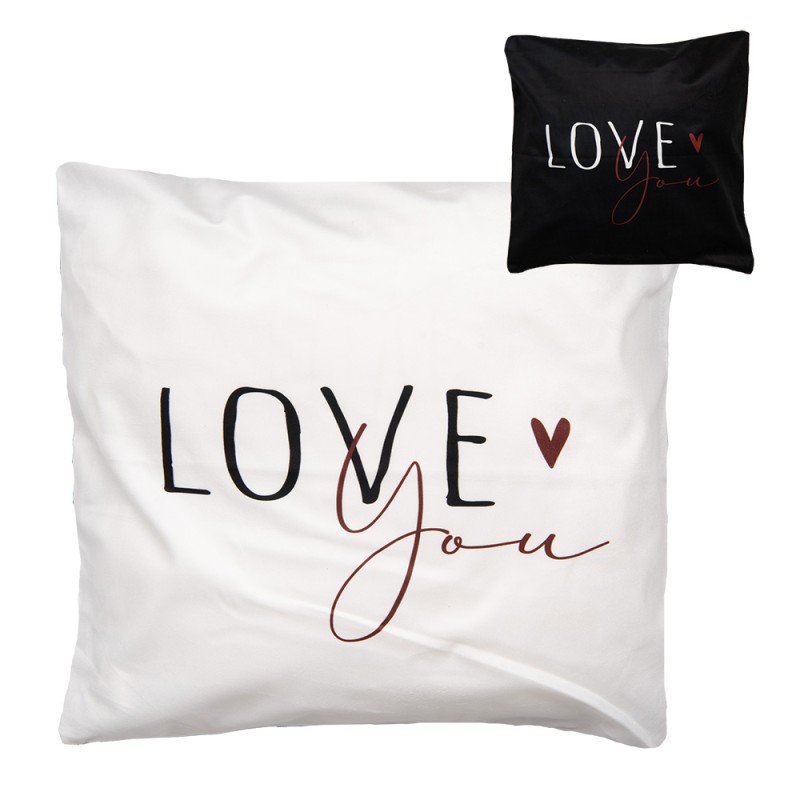 Clayre & Eef Cushion Cover 45x45 cm Black White Polyester Love