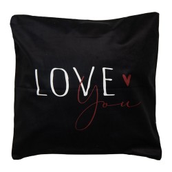Clayre & Eef Cushion Cover 45x45 cm Black White Polyester Love