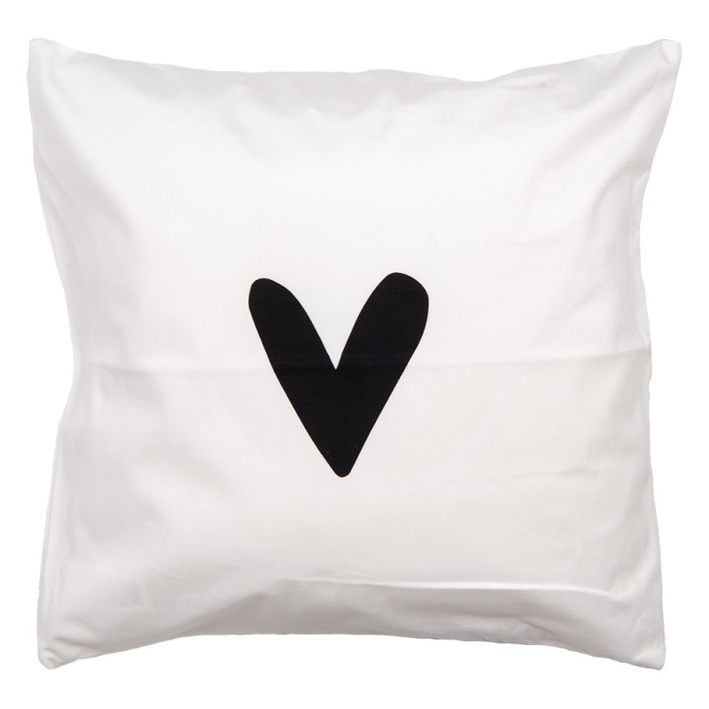 Clayre & Eef Cushion Cover 45x45 cm White Polyester Heart