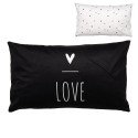 Clayre & Eef Cushion Cover 30x50 cm Black White Polyester Rectangle Love