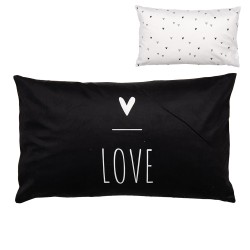 Clayre & Eef Cushion Cover 30x50 cm Black White Polyester Rectangle Love