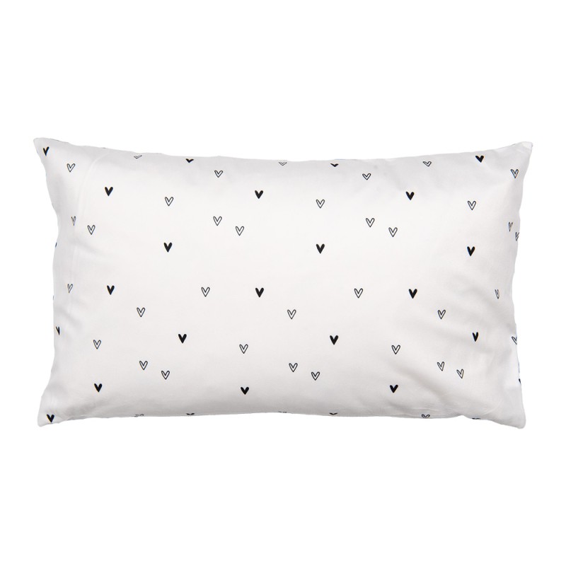 Clayre & Eef Cushion Cover 30x50 cm Black White Polyester Rectangle Love