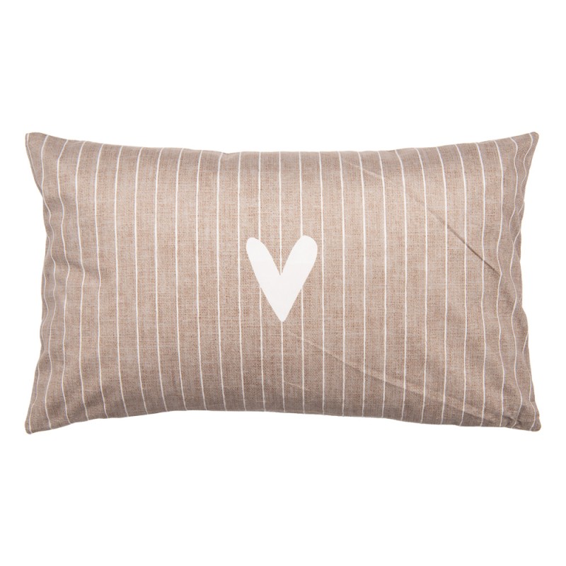 Clayre & Eef Kussenhoes 30x50 cm Bruin Polyester Rechthoek Hart