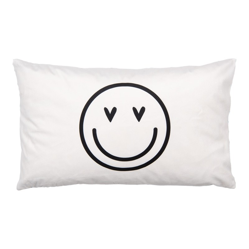 Clayre & Eef Federa per cuscino 30x50 cm Nero Bianco  Poliestere Rettangolo Smile