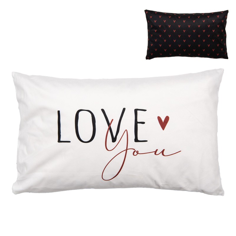 Clayre & Eef Kissenbezug 30x50 cm Schwarz Weiß Polyester Rechteck Love