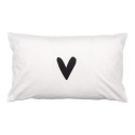 Clayre & Eef Kussenhoes 30x50 cm Wit Polyester Rechthoek Hart