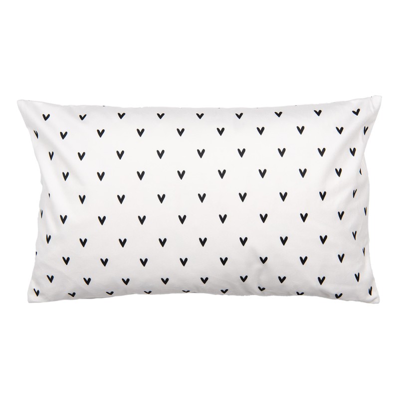 Clayre & Eef Kussenhoes 30x50 cm Wit Polyester Rechthoek Hart