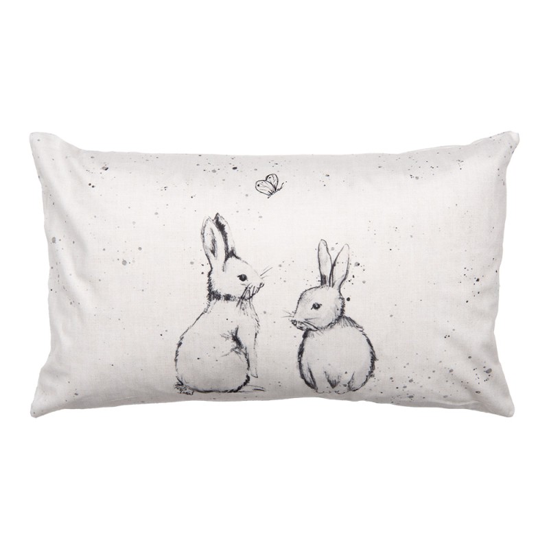 Clayre & Eef Cushion Cover 30x50 cm Beige Polyester Rectangle Rabbit