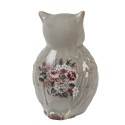 Clayre & Eef Decoratie Beeld Uil 11x10x17 cm Grijs Keramiek Bloemen