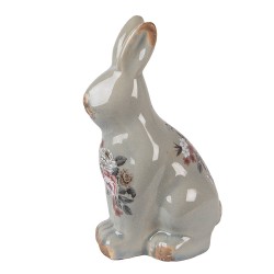 Clayre & Eef Decoratie Beeld Konijn 21 cm Grijs Keramiek