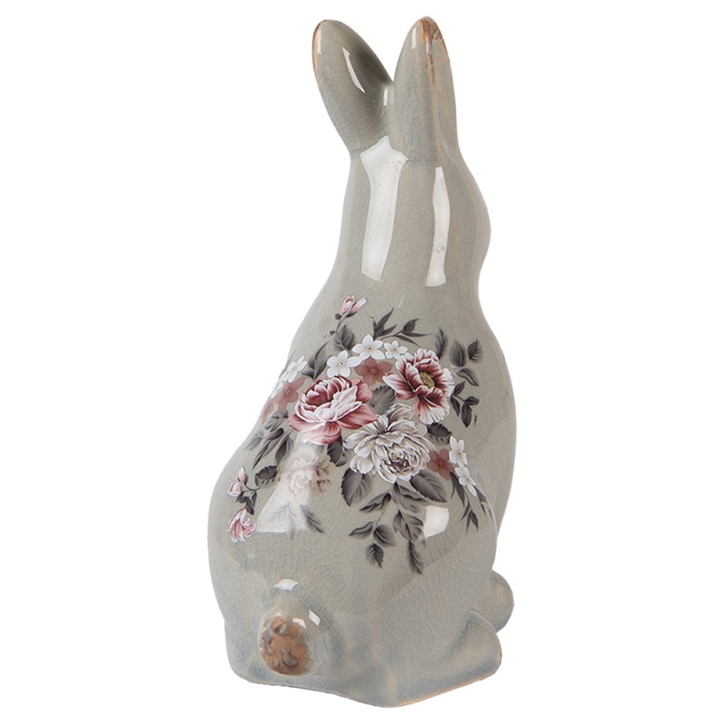 Clayre & Eef Figurine décorative Lapin 21 cm Gris Céramique