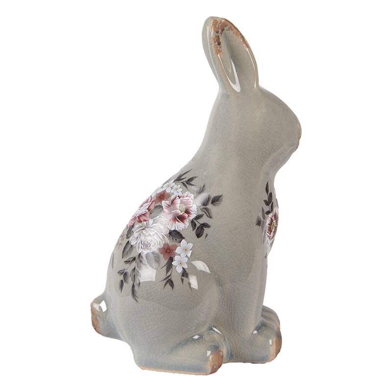 Clayre & Eef Figurine décorative Lapin 21 cm Gris Céramique