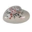 Clayre & Eef Figurine décorative Coeur 11x11x4 cm Gris Céramique En forme de coeur Fleurs