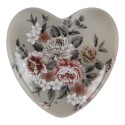 Clayre & Eef Figurine décorative Coeur 11x11x4 cm Gris Céramique En forme de coeur Fleurs