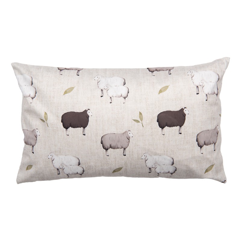 Clayre & Eef Kussenhoes 30x50 cm Beige Polyester Rechthoek Schaap