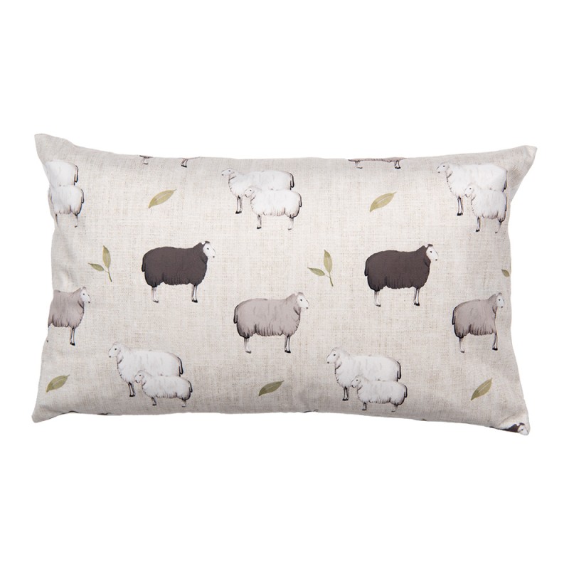 Clayre & Eef Kussenhoes 30x50 cm Beige Polyester Rechthoek Schaap