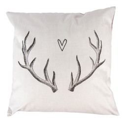 Clayre & Eef Cushion Cover 45x45 cm Beige Polyester Antler