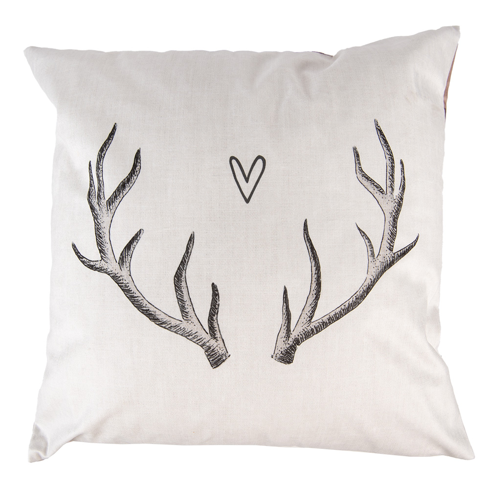 Clayre & Eef Kussenhoes 45x45 cm Beige Polyester Gewei afbeelding