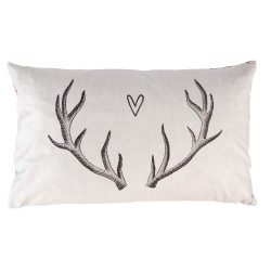 Clayre & Eef Cushion Cover 30x50 cm Beige Polyester Rectangle Antler