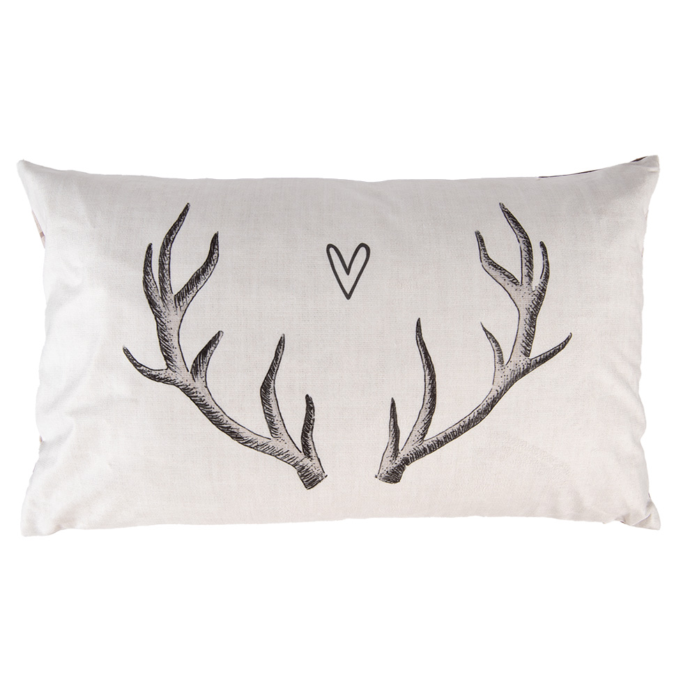 Clayre & Eef Kussenhoes 30x50 cm Beige Polyester Gewei afbeelding