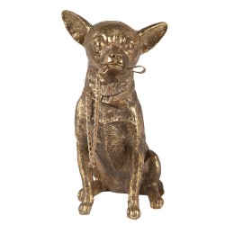 Clayre & Eef Figurine Chien 13x9x18 cm Couleur or Polyrésine