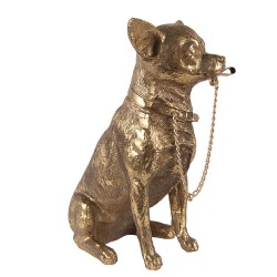 Clayre & Eef Figurine Chien 13x9x18 cm Couleur or Polyrésine