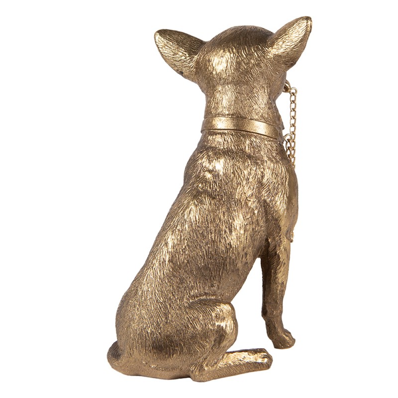 Clayre & Eef Beeld Hond 13x9x18 cm Goudkleurig Polyresin