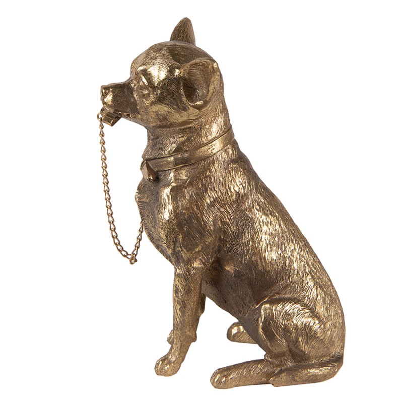 Clayre & Eef Beeld Hond 13x9x18 cm Goudkleurig Polyresin