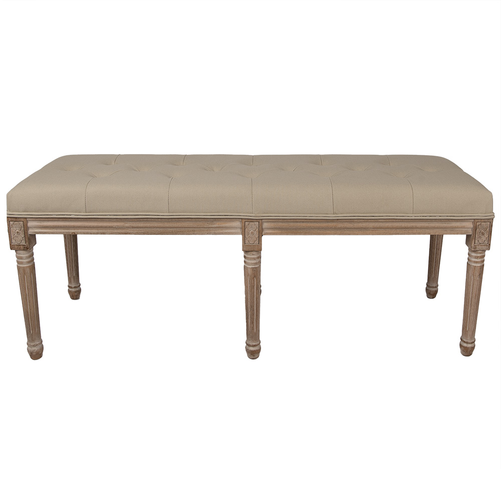 Clayre&Eef Bankje 122x41x46 cm Bruin Beige Hout afbeelding