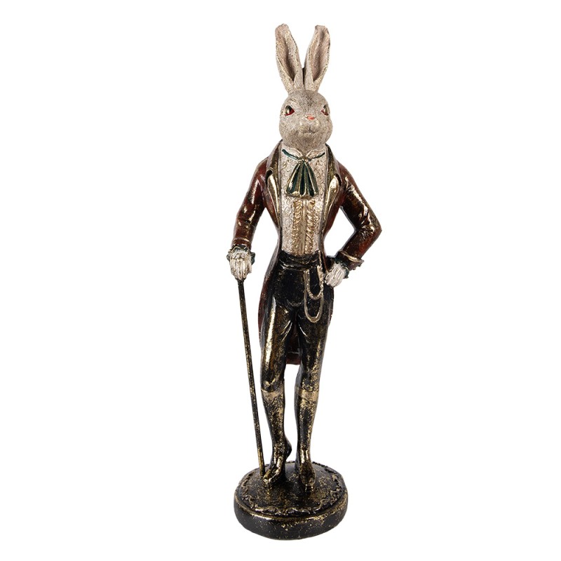 Clayre & Eef Statuetta decorativa Coniglio 51 cm Beige Rosso Plastica