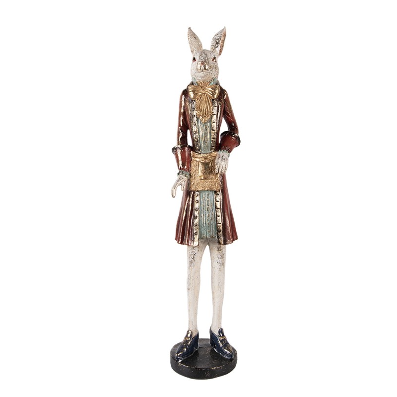 Clayre & Eef Statuetta decorativa Coniglio 53 cm Beige Rosso Plastica