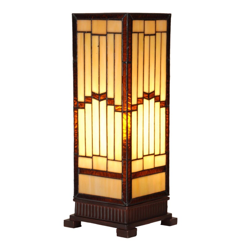 LumiLamp Table Lamp Tiffany 17x17x44 cm Beige Glass Plastic
