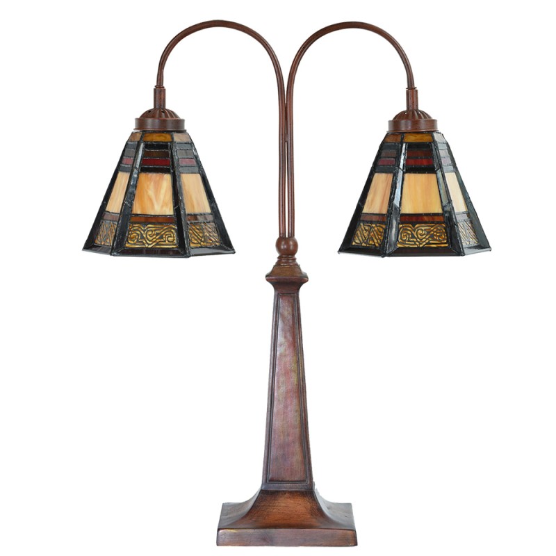 LumiLamp Tiffany Tischlampe 48x19x64 cm Braun Glas Kunststoff