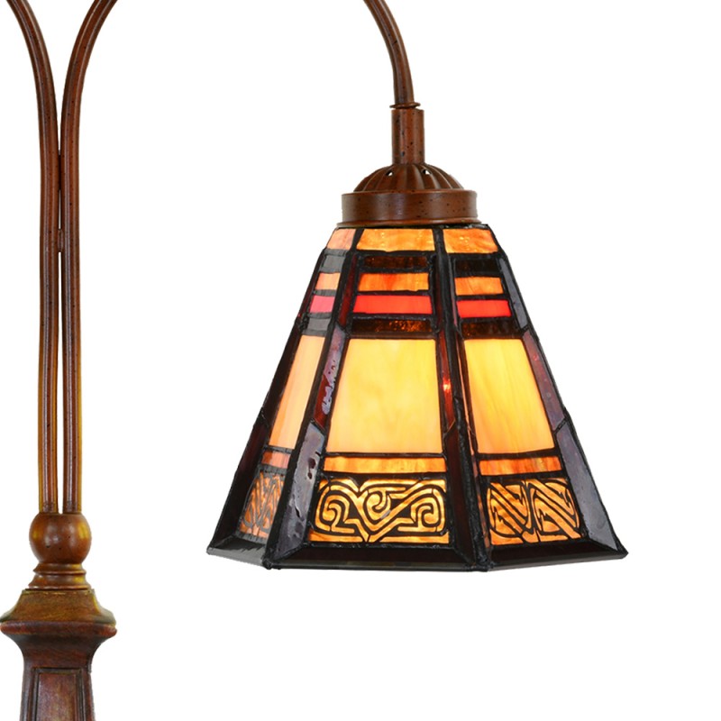 LumiLamp Tiffany Tischlampe 48x19x64 cm Braun Glas Kunststoff