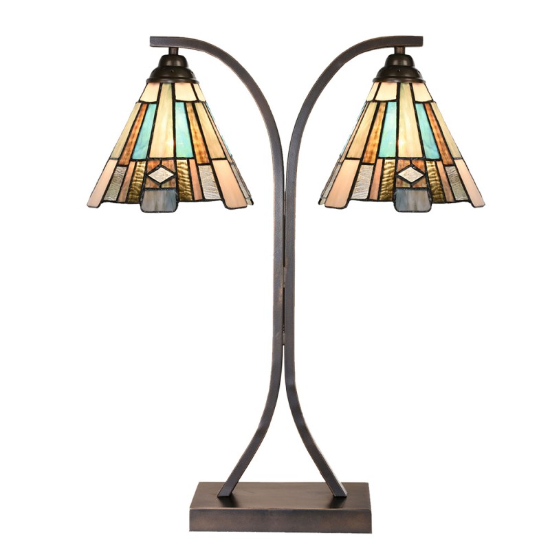 LumiLamp Lampada da tavolo Tiffany 48x19x57 cm Marrone Vetro Plastica