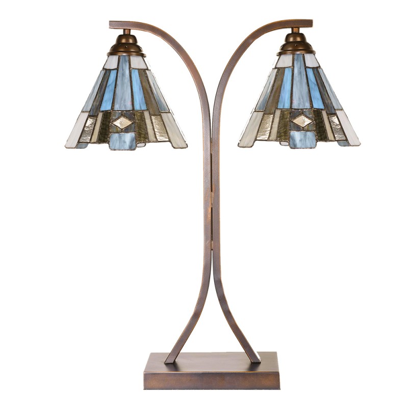 LumiLamp Lampada da tavolo Tiffany 48x19x57 cm Marrone Vetro Plastica