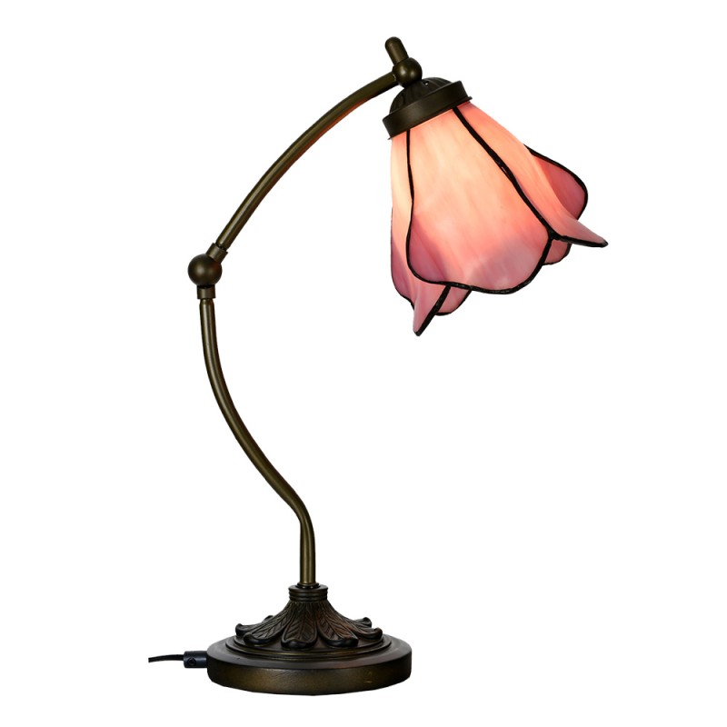 LumiLamp Table Lamp Tiffany 26x19x50 cm Pink Glass Metal