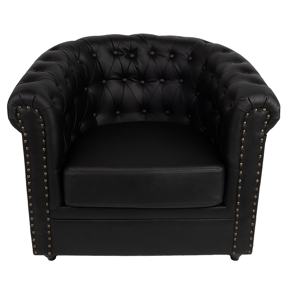 Clayre&Eef Fauteuil met Armleuning 80x75x72 cm Zwart Kunstleer afbeelding