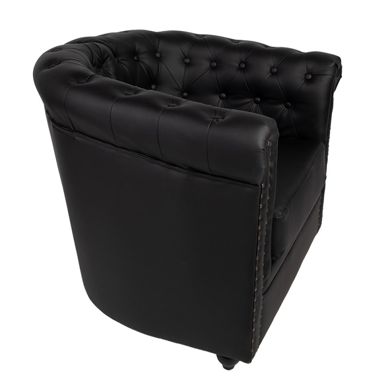 Clayre & Eef Sessel mit Armlehne 80x75x72 cm Schwarz Kunstleder