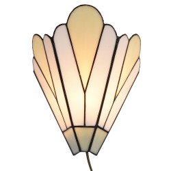 LumiLamp Wall Light Tiffany 20x10x29 cm White Beige Glass Metal