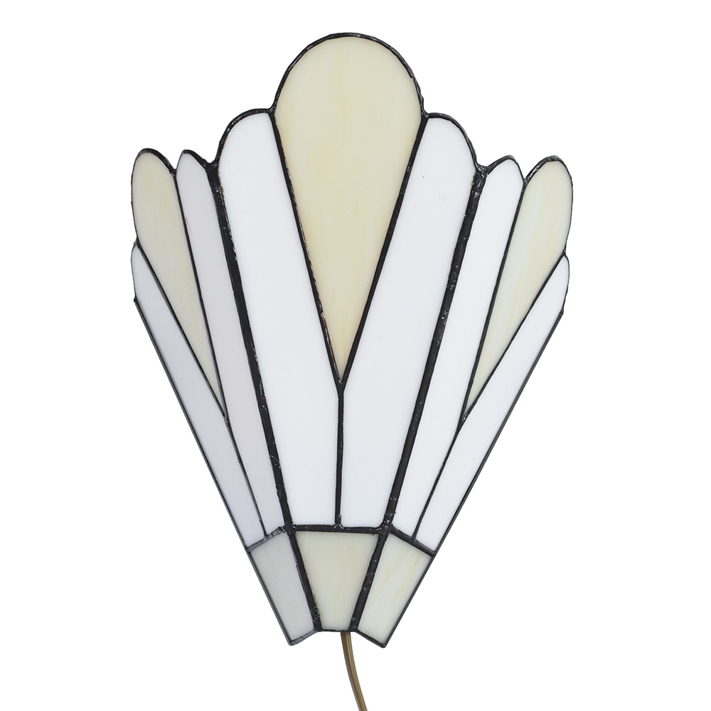 Wandlamp Tiffany 20X10X29 Cm Wit Beige Glas-image