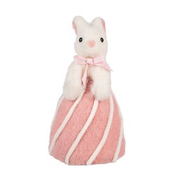 Clayre & Eef Figurine décorative Lapin Ø 12x21 cm Blanc Rose Textile sur plastique