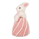 Clayre & Eef Statuetta decorativa Coniglio Ø 12x21 cm Bianco Rosa  Tessuto su plastica