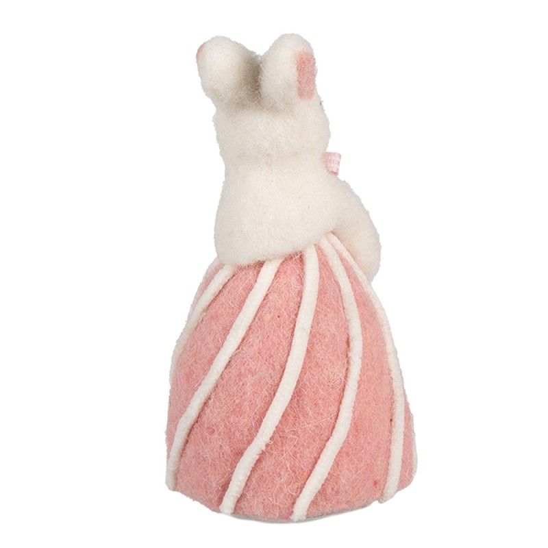 Clayre & Eef Statuetta decorativa Coniglio Ø 12x21 cm Bianco Rosa  Tessuto su plastica