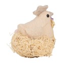 Clayre & Eef Statuetta decorativa Pollo 10x11x13 cm Beige Tessuto su plastica