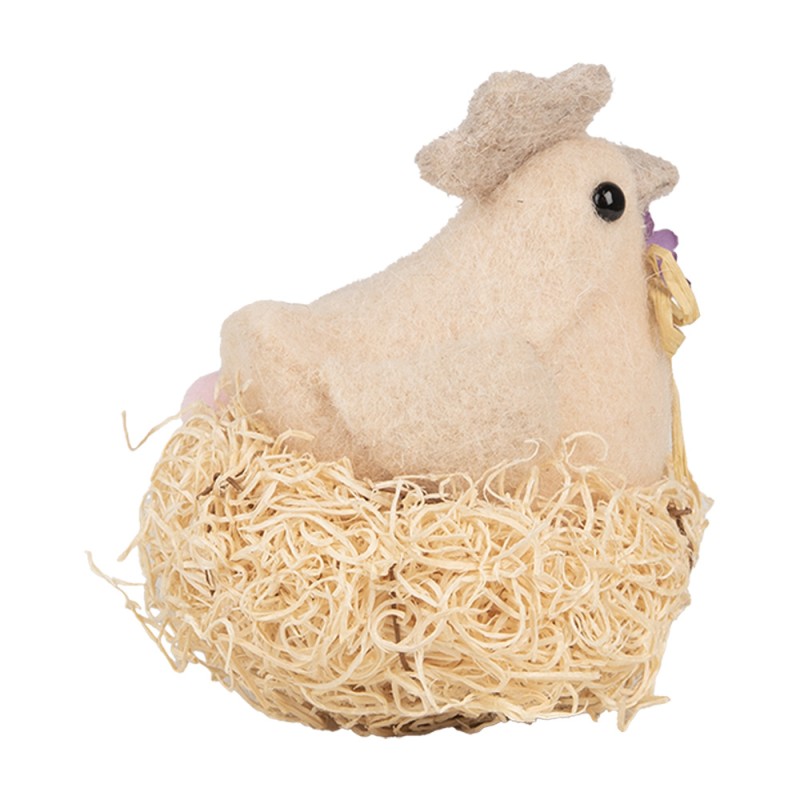 Clayre & Eef Statuetta decorativa Pollo 10x11x13 cm Beige Tessuto su plastica