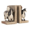 Clayre & Eef Bücherstützen 2-er Set Kuh 17x10x14 cm Braun Kunststoff
